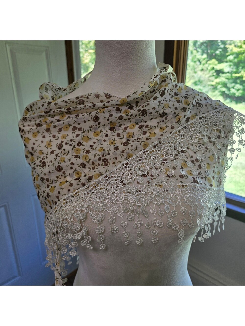 floral scarf shawl lace trim